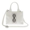 8WY/B Mini tote τσάντα με λευκές υφαντές λεπτομέρειες