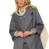 Ριγέ Oversized Jacket με Culture Logo στο Πίσω Μέρος C-THROU