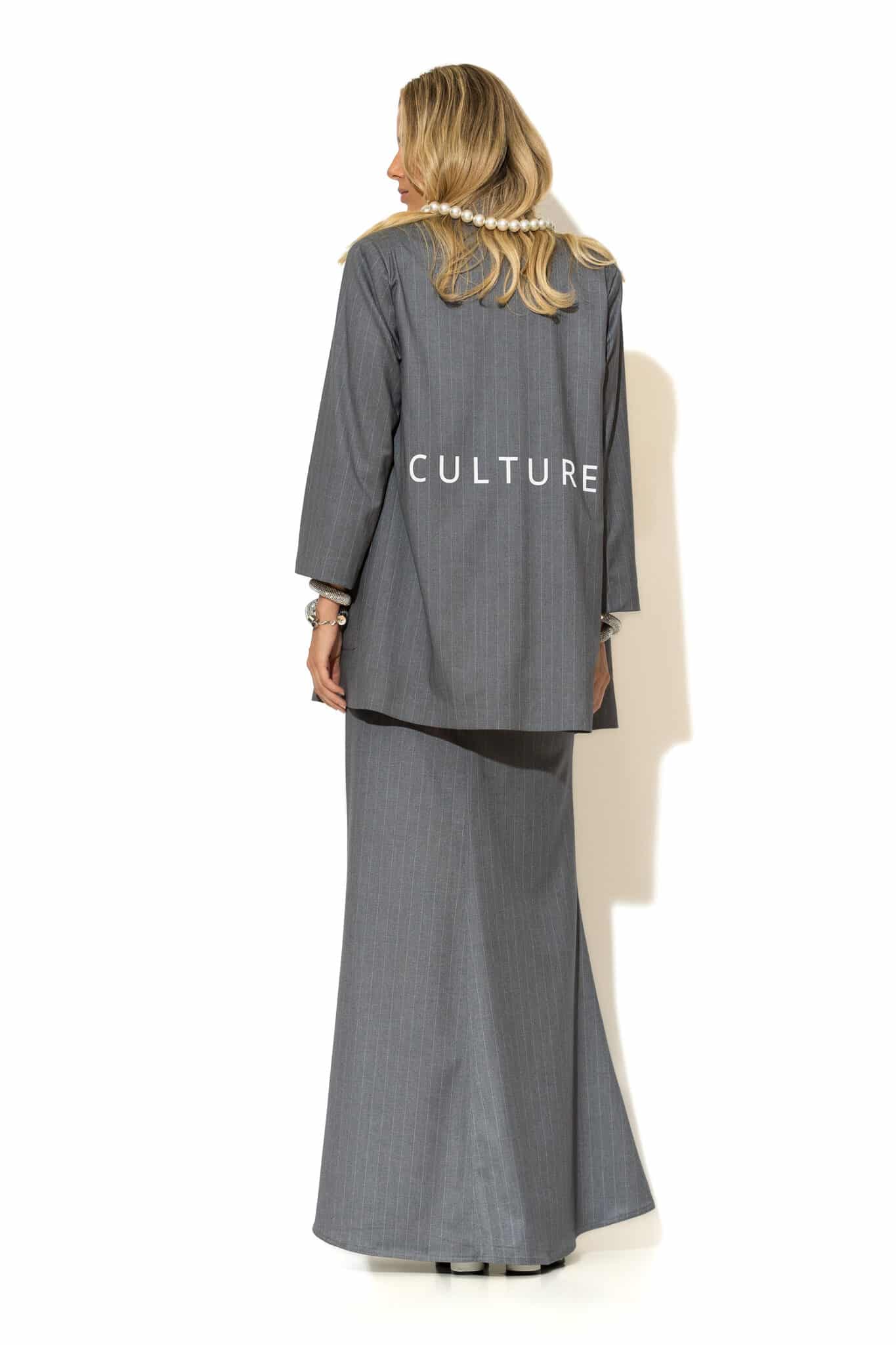 Ριγέ Oversized Jacket με Culture Logo στο Πίσω Μέρος C-THROU - Image 2