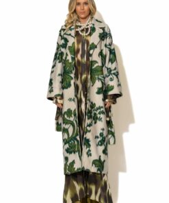 Εμπριμέ Μακρύ Παλτό με ζώνη C-THROU