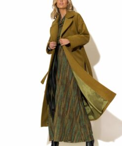 Μακρύ Βελούρ Παλτό με ζώνη C-THROU