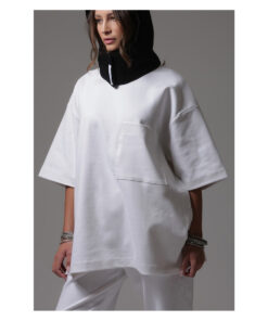 Unisex Top με Λογότυπο με Μπροστινή Τσέπη Λευκό Two and A Half