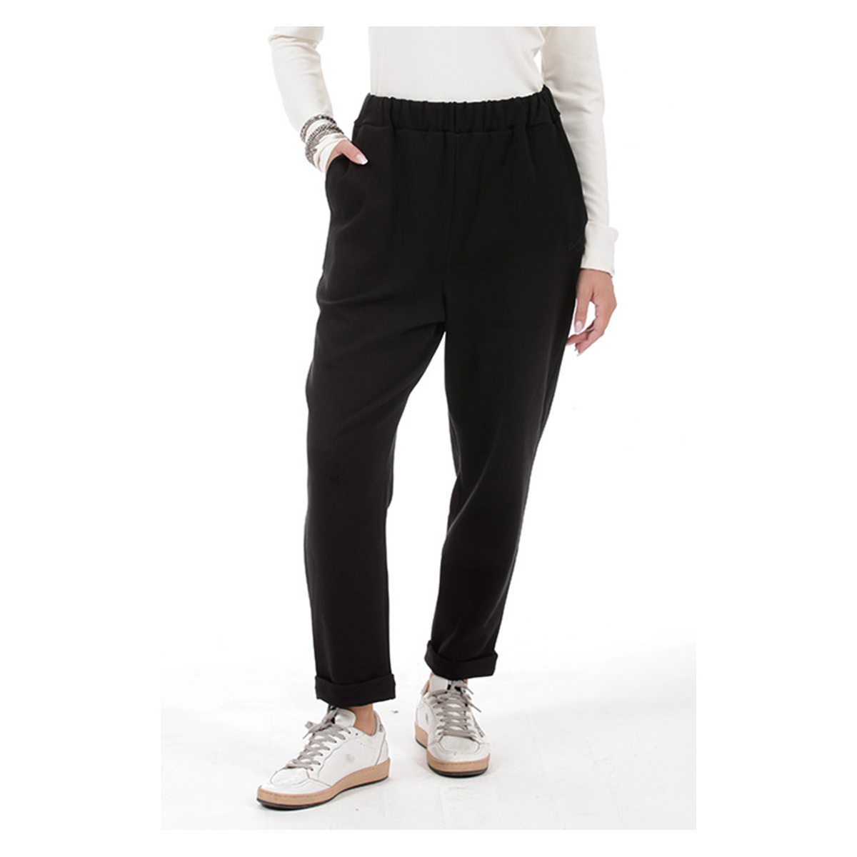Παντελόνι Unisex Baggy με Ελαστική Μέση Μαύρο Two and A Half
